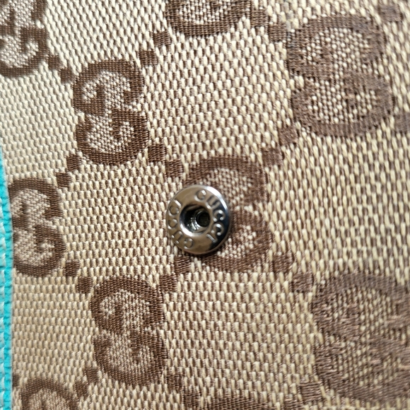 GUCCI Monogram Piston Lock Compact Wallet Turquoise w/COA - Picture 4 of 12